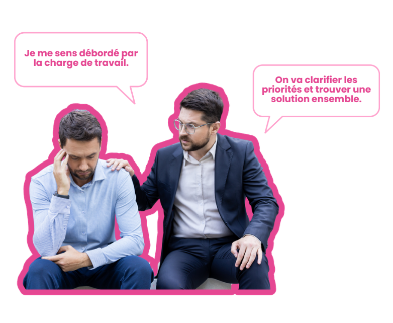 manager échange avec un collaborateur débordé en utilisant une communication inspirée de la méthode DESC